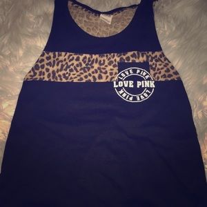 Black and cheetah print PINK tank top